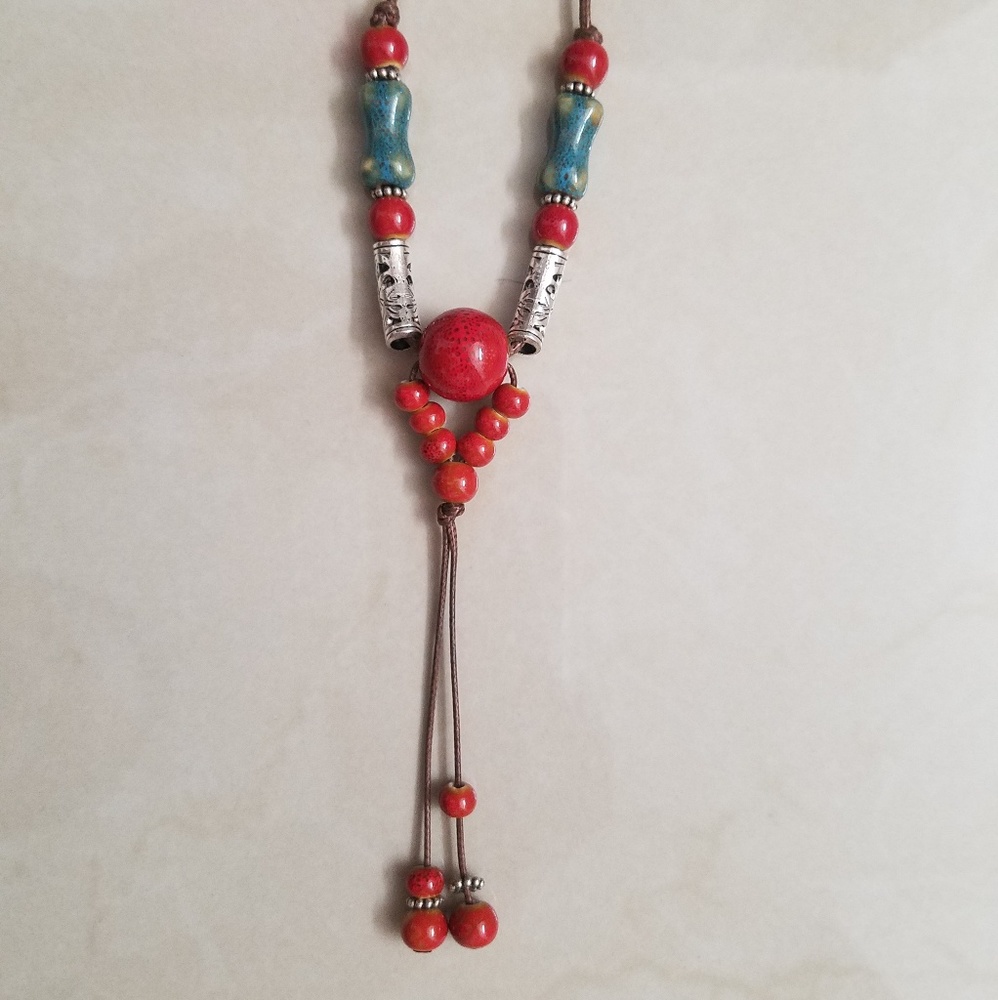 Ceramic beaded necklace.